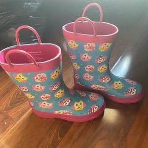 Girls Owl Rainboots